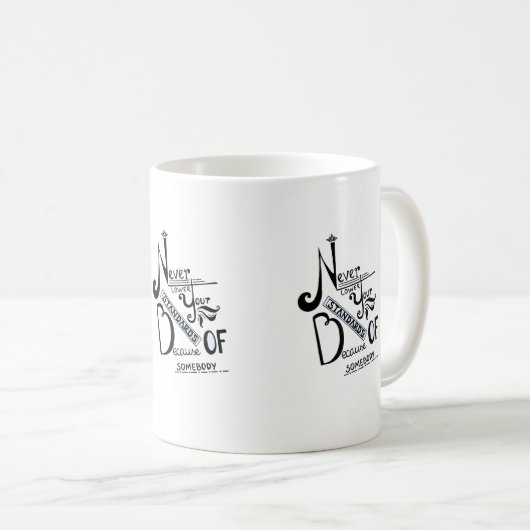 標準引用文を決して下げなやる気を起こさせるい コーヒーマグカップ (正面右)