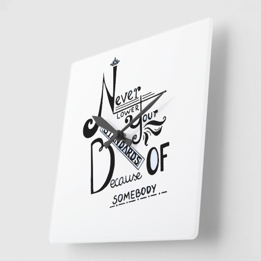 標準引用文を決して下げなやる気を起こさせるい スクエア壁時計 (傾斜)