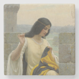 標準旗を縫う（中世の女性） ストーンコースター