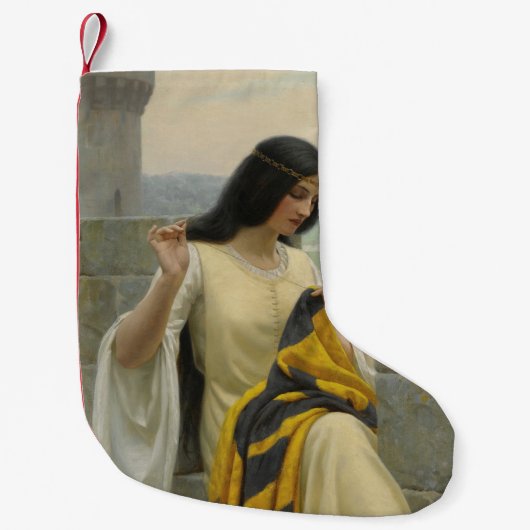 標準旗を縫う（中世の女性） スモールクリスマスストッキング (正面)