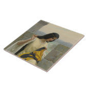 標準旗を縫う（中世の女性） タイル (側面)