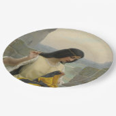 標準旗を縫う（中世の女性） ペーパープレート (アングル)