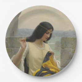 標準旗を縫う（中世の女性） ペーパープレート