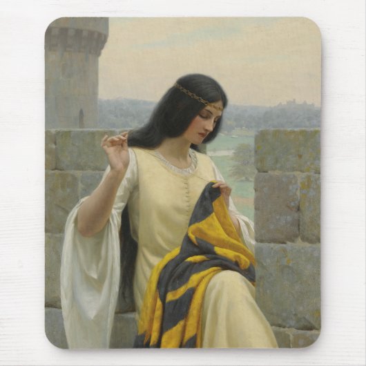 標準旗を縫う（中世の女性） マウスパッド (正面)