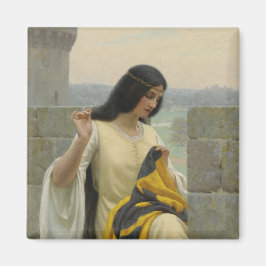 標準旗を縫う（中世の女性） マグネット