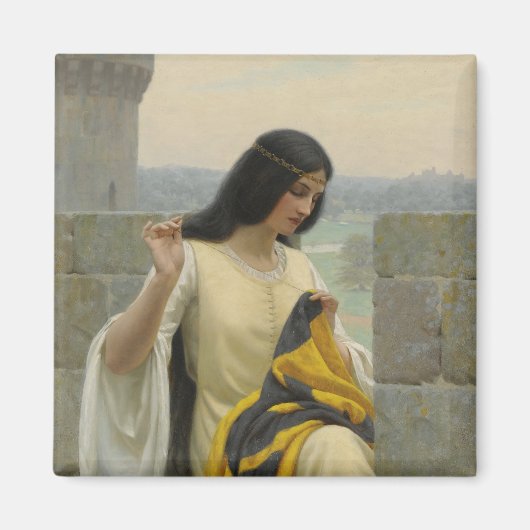 標準旗を縫う（中世の女性） マグネット (正面)