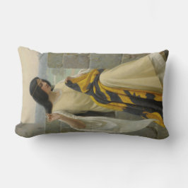 標準旗を縫う（中世の女性） ランバークッション