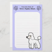 標準漫画かミニチュアまたはトイプードル(切られる子犬) 便箋 (正面/裏面)