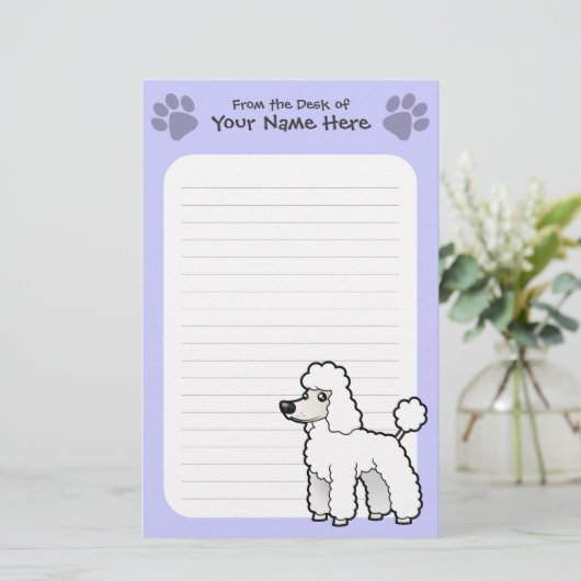 標準漫画かミニチュアまたはトイプードル(切られる子犬) 便箋 (スタンド正面)