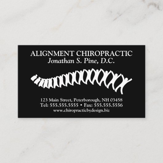標準的なカイロプラクティックのロゴのアポイントメントカード 予約カード (正面)
