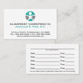 標準的なカイロプラクティックのロゴのアポイントメントカード 予約カード (正面/裏面)