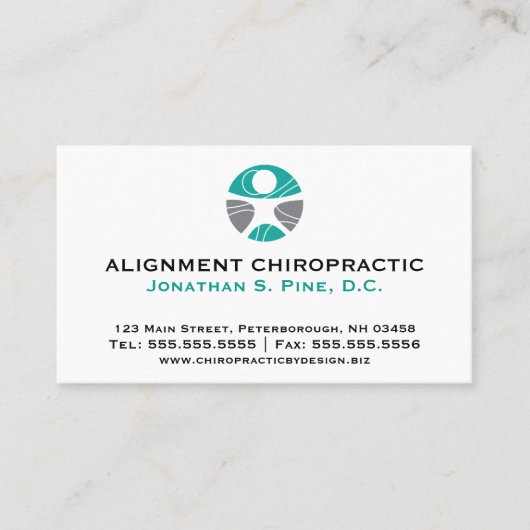 標準的なカイロプラクティックのロゴのアポイントメントカード 予約カード (正面)