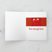 標準的なクリスマスカード 赤いハートのカスタムメッセージ カード (内部)