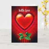 標準的なクリスマスカード 赤いハートのカスタムメッセージ カード (黄色い花)