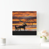 標準的なトロッティングレースホースの壁時計 スクエア壁時計 (ホーム)