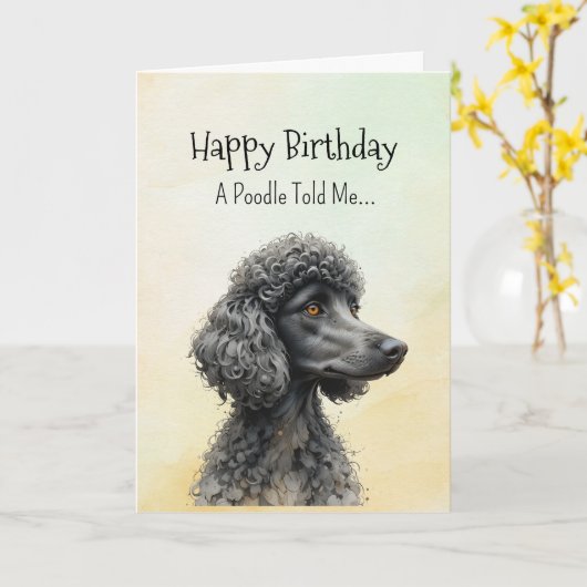 標準的なプードルパーソナリティ誕生日おもしろい動物 カード (黄色い花)