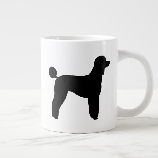 標準的なプードル犬のシルエット ジャンボコーヒーマグカップ (右)