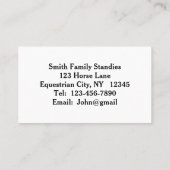 標準的な競走馬の名刺 名刺 (裏面)