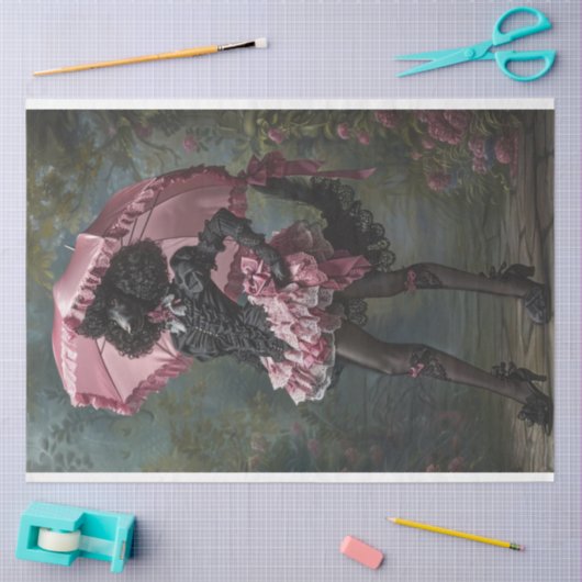 標準的な黒いプードルのビクトリアン服装のデコページ 薄葉紙 (クラフト)