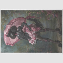 標準的な黒いプードルのビクトリアン服装のデコページ 薄葉紙