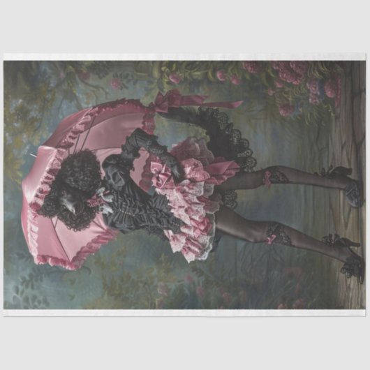 標準的な黒いプードルのビクトリアン服装のデコページ 薄葉紙 (正面)