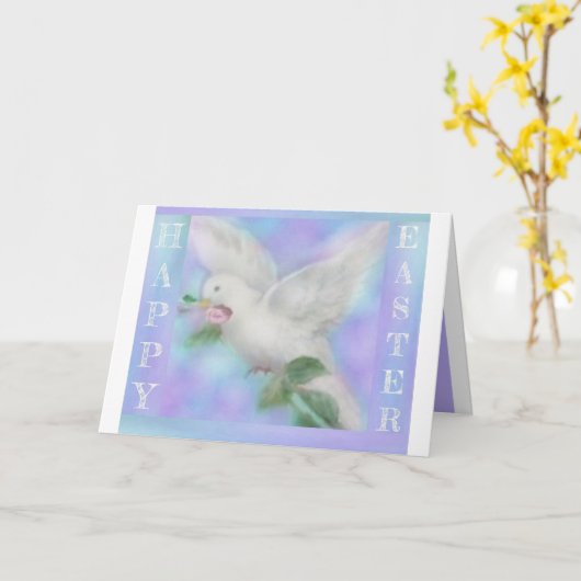 標準的な「ローズの付いたハト」をカスタマイズしたイースターカード カード (黄色い花)