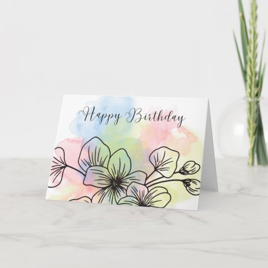 標準的な、12.7 cm x 17.8 cm 折りたたみ式の誕生日カード カード (正面)