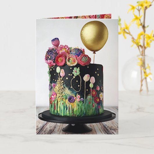 標準的な、5" x 7" の折りたたみ式グリーティングカード カード (黄色い花)