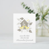 標準黄キスをする鳥 案内ポストカード (スタンド正面)