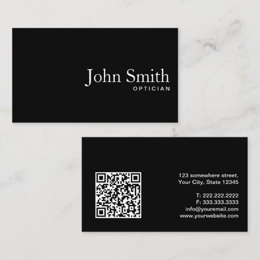 標準黒のQRコードオプティシアン名刺 名刺 (正面/裏面)