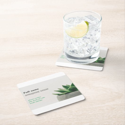 標準、3.5インチx 2.0インチ名刺 スクエアペーパーコースター (インサイチュ)