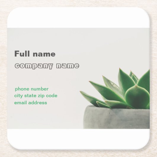 標準、3.5インチx 2.0インチ名刺 スクエアペーパーコースター (正面)