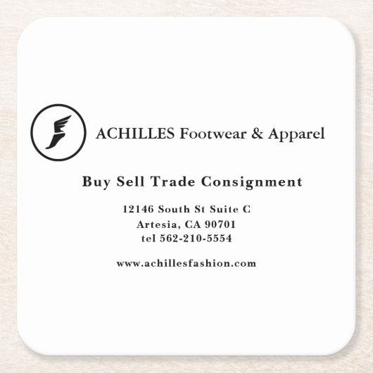 標準、3.5インチx 2.0インチ名刺 スクエアペーパーコースター (正面)