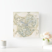 標識トリノの地図 スクエア壁時計 (ホーム)