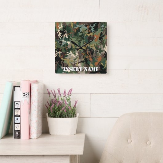 模倣自然：迷彩科学 スクエア壁時計 (読書スペース)