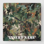 模倣自然：迷彩科学 スクエア壁時計 (正面)