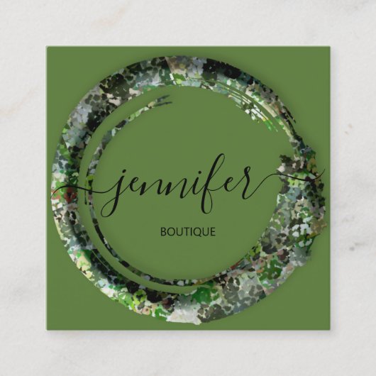 模倣迷彩軍隊ファッショングリーン スクエア名刺 (正面)