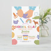 模型粘土製工芸陶芸おもしろい誕生日 招待状 (スタンド正面)