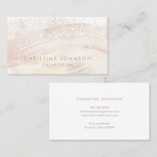 模擬グリッター及びホイルスキンケアエステティシャン 名刺 (正面/裏面)