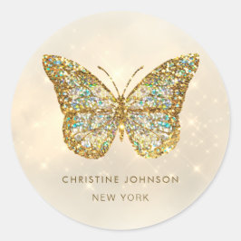 模擬グリッター蝶クラシック丸シール ラウンドシール