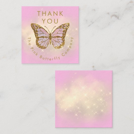 模擬グリッター蝶感謝してい蝶あなた エンクロージャーカード (正面/裏面)