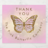 模擬グリッター蝶感謝してい蝶あなた スパークリングワインラベル (シングルラベル)