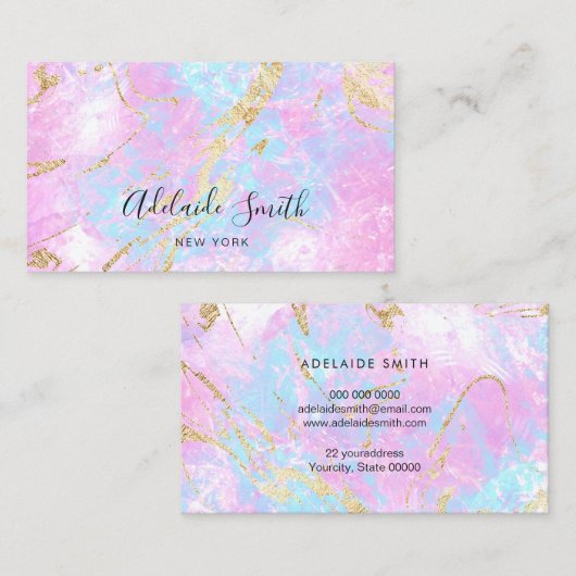 模擬グリッター詳細パープルパステルブルー 名刺 (正面/裏面)