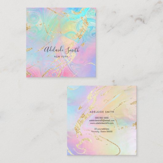 模擬グリッター詳細フェイク虹彩 スクエア名刺 (正面/裏面)