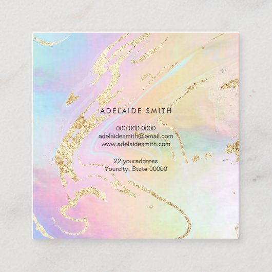 模擬グリッター詳細フェイク虹彩 スクエア名刺 (裏面)