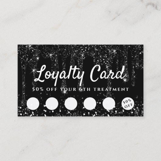 模擬ブラックグリッターロイヤリティカード 名刺 (正面)