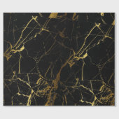 模擬金ゴールドグリッター黒大理石包み紙 ラッピングペーパー (フラット)