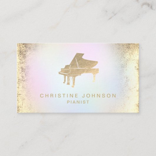 模擬金ゴールドフォイルのピアノロゴ 名刺 (正面)