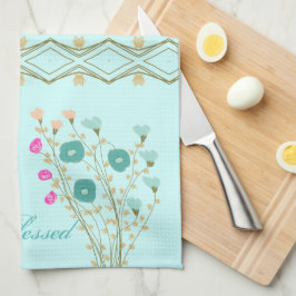 模様がアクセント付きの装飾フローラ キッチンタオル