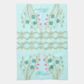 模様がアクセント付きの装飾フローラ キッチンタオル (縦)